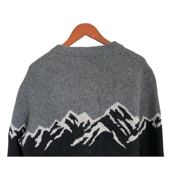 Banana Republic Mens Mountain Design Sweater L Gray & Black Wool Blend Crewneck - Picture 6 of 7